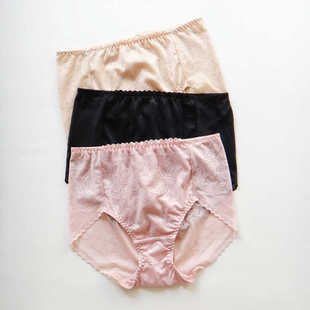 精致提花透气面料无痕大码 纯棉裆N279 中腰性感丝滑蕾丝边女士内裤