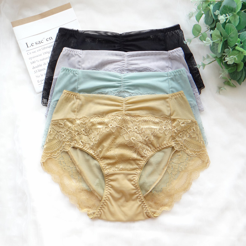 日系薄款性感网纱透视高腰女内裤