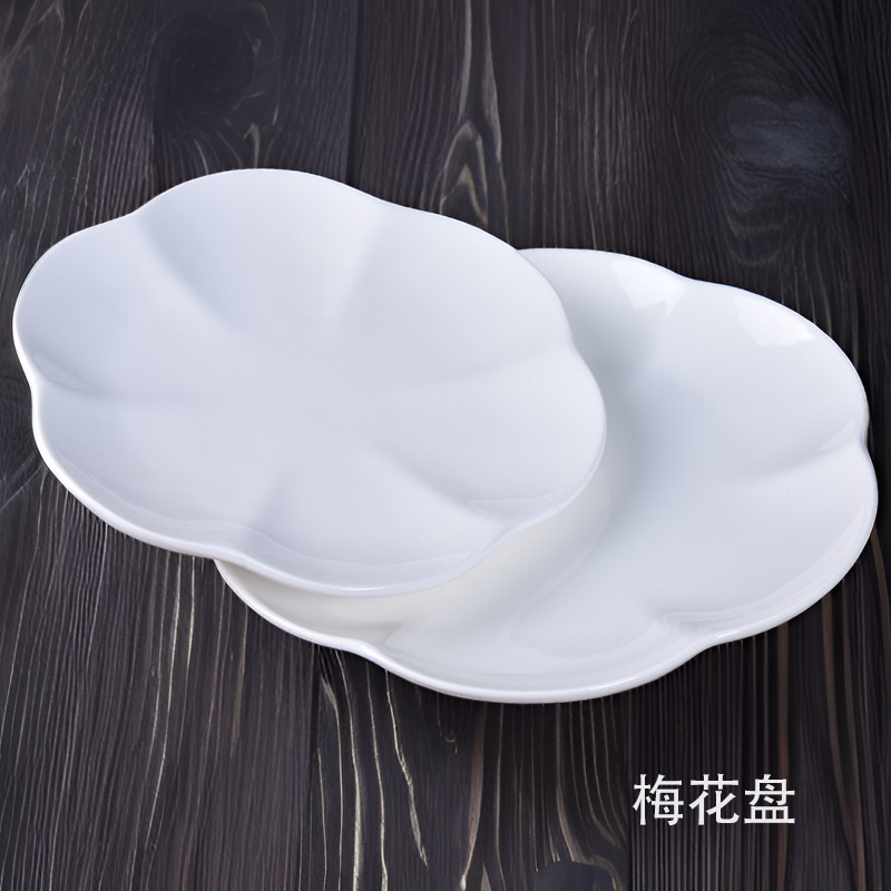 创意餐具酒店凉菜盘陶瓷炒菜饭店盘异形盘家用纯白盘热菜梅花商用