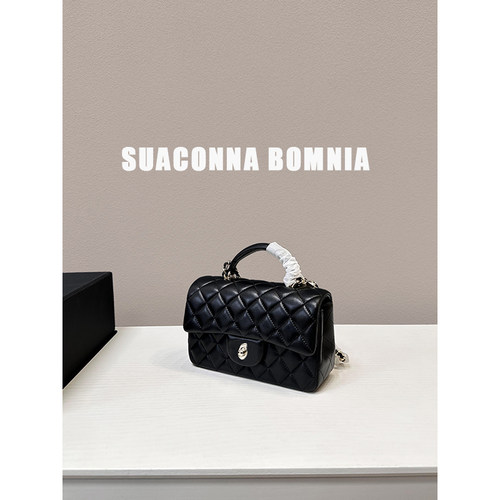 限量珍藏版！CF mini真皮菱格纹单肩斜挎包女 小狮子头链条手柄包