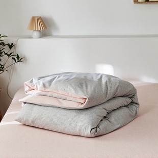 柔软针织纯棉单品被套 天竺棉服帖好用全棉汗布色织条纹被罩