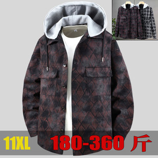 11XL男士 带帽夹克男生早秋穿搭可拆卸帽茄克胖子宽松 外套2025新款