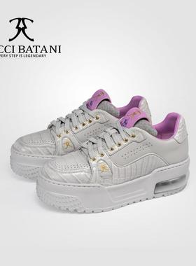 Scabal联名BucciBatani搭配鳄鱼皮手工轻奢情侣款板鞋