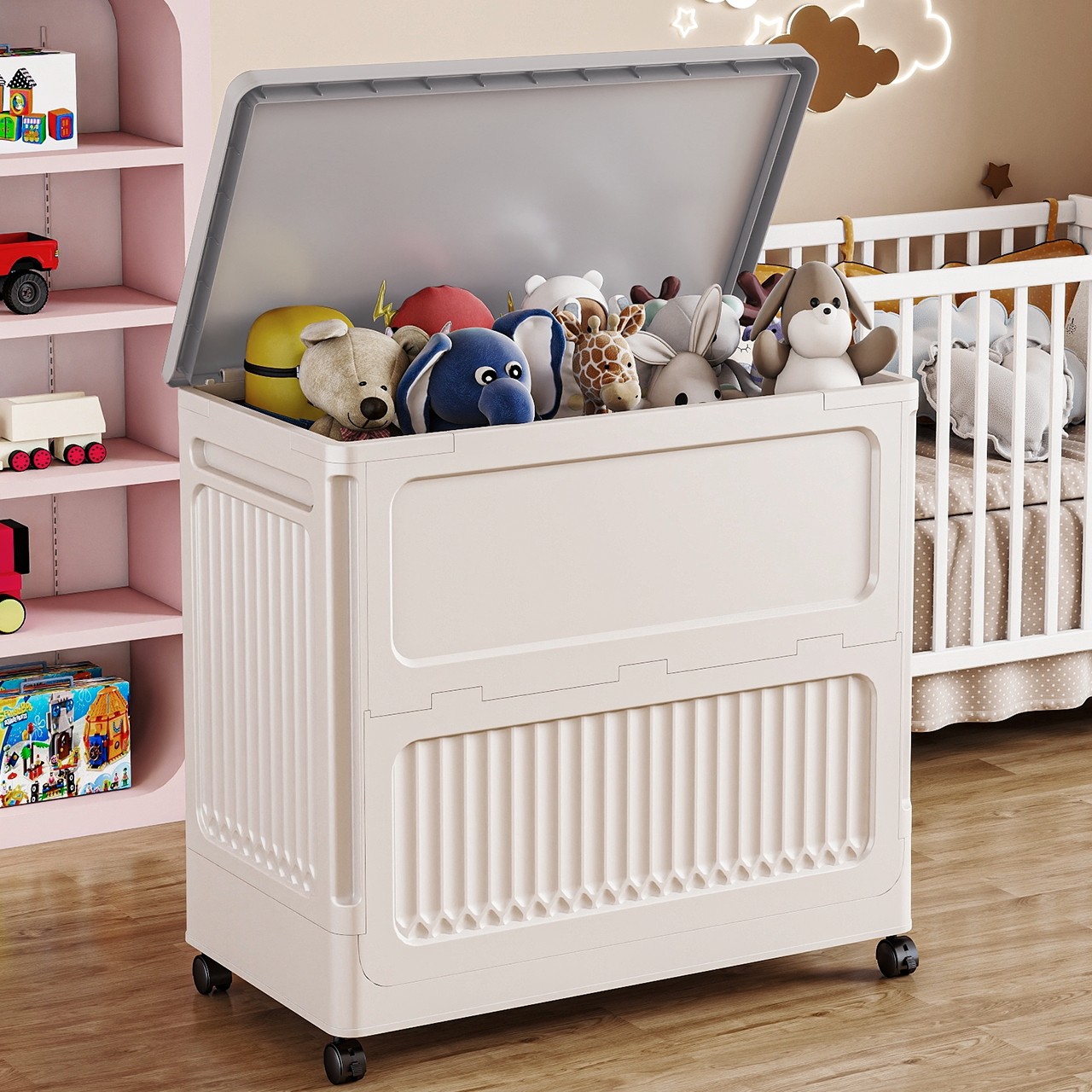 免安装收纳箱衣物被子玩具零食储物柜大容量家用翻盖可折叠整理箱,收纳整理,鞋柜,淘宝优惠券,粉丝福利购,淘宝优惠卷