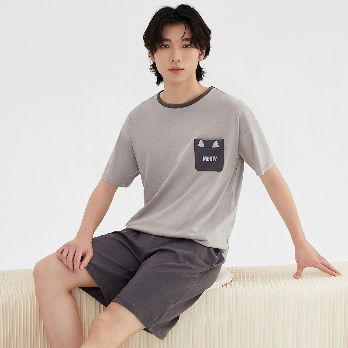 顶瓜瓜顶呱呱官方旗舰店睡衣男士夏季薄款纯棉短袖中裤家居服休闲