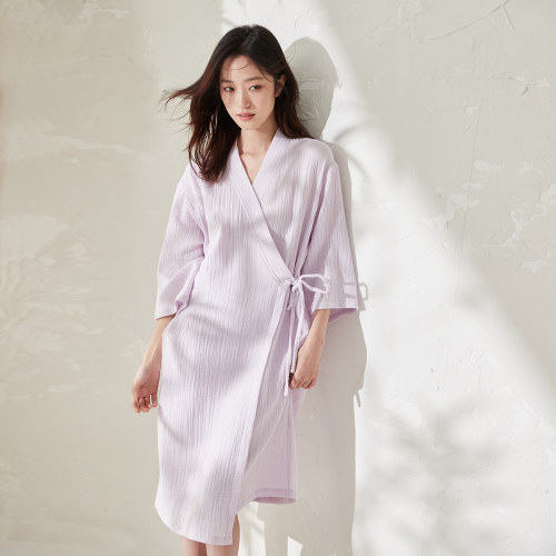 顶瓜瓜纯棉双层纱夏季女士睡袍
