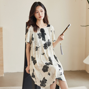 顶瓜瓜女士纯棉夏季短袖睡裙