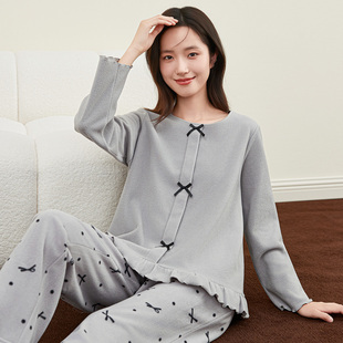 顶瓜瓜顶呱呱睡衣女秋冬摇粒绒长袖圆领舒适保暖可外穿家居服套装