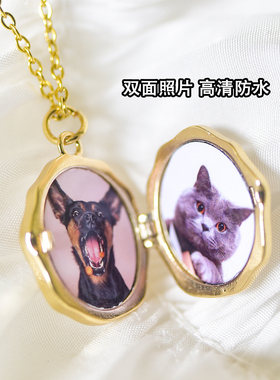 ins宠物照片定制纪念相盒天使项链相框情人情侣照片打印相册吊坠