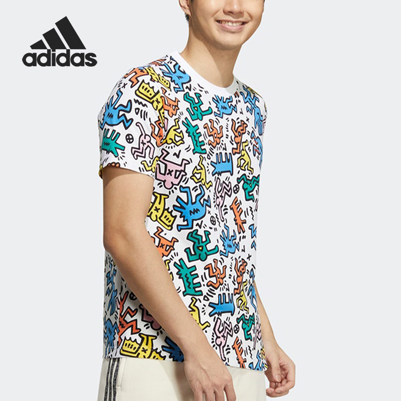Adidas/阿迪达斯正品夏季新款男女时尚涂鸦阔腿短袖T恤HD7254,运动服/休闲服装,运动T恤,淘宝优惠券,粉丝福利购,淘宝优惠卷