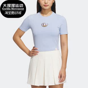 女子圆领运动短袖 三叶草夏季 T恤IP1775 阿迪达斯正品 Adidas