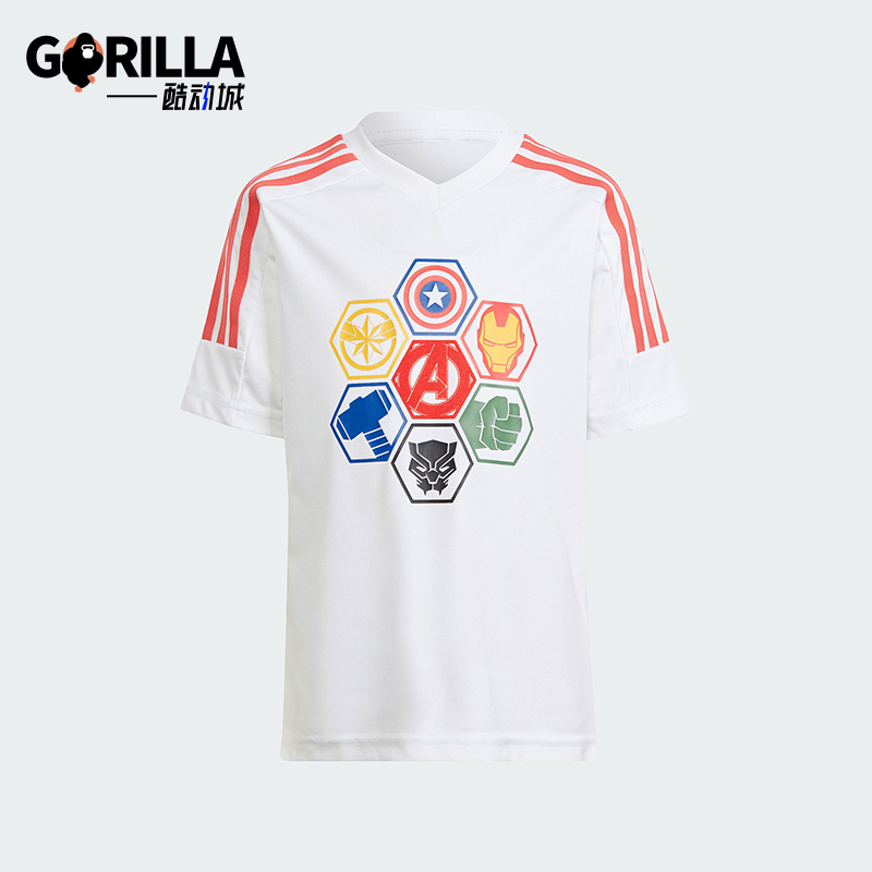 阿迪达斯小童印花休闲短袖T恤