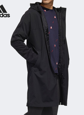 Adidas/阿迪达斯正品新款男子休闲连帽运动长款风衣外套 GM4450
