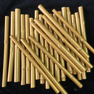 金色竹子红色竹竿仿真竹编福桶竹杆篾条架年宵花婚庆现代中式塑料