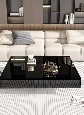 意式极简悬浮玻璃茶几客厅家用现代简约轻奢高级感长方形茶几组合