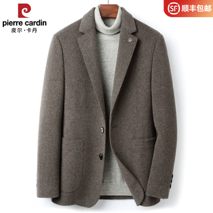 皮尔卡丹26轻奢双面羊毛大衣短款西服男士帅气呢子加厚外套秋冬季
