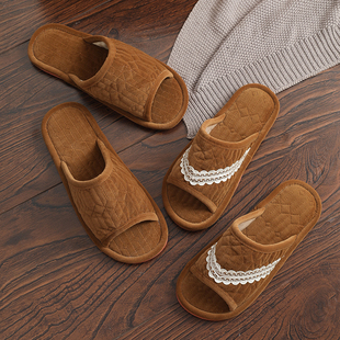 情侣款布艺家居拖鞋女秋天室内居家男士家用冬季防滑简约高级感