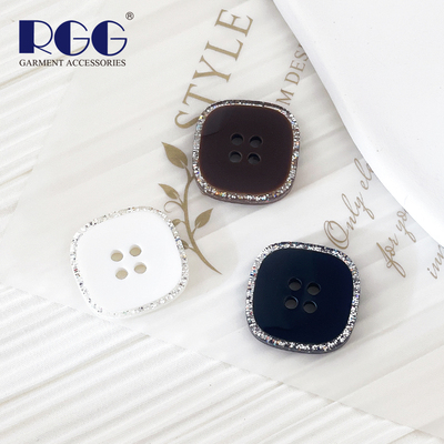 简约优雅方形树脂纽扣四眼衬衫扣