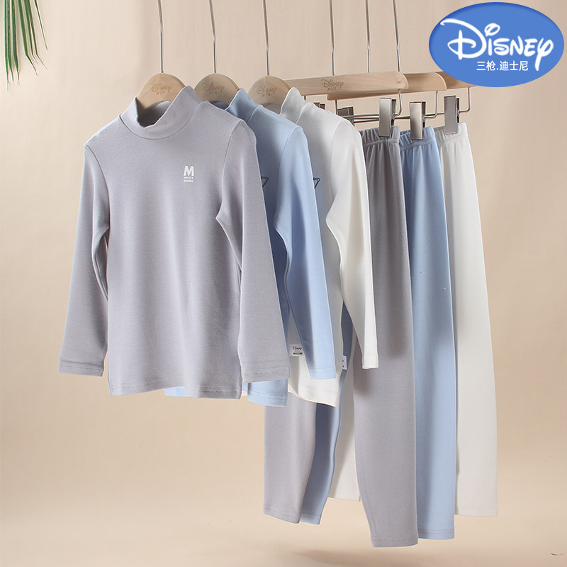 专柜迪士尼米奇男童宝宝内衣套莫代尔棉柔半高领保暖秋衣秋裤套装