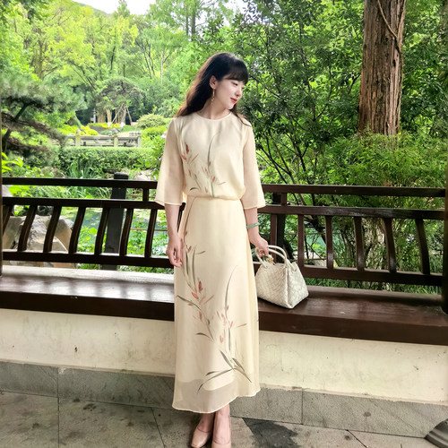 火桐Hooton 空谷幽兰 26夏新式国风桑蚕丝套装