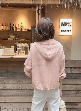 火桐hooton高定系列 灼灼其华夏季女士高密汉麻防晒夹克外套YT266