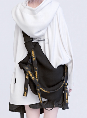 YONAIGA+原创潮酷ins街头工装百搭轻便尼龙男个性单肩斜挎包包女