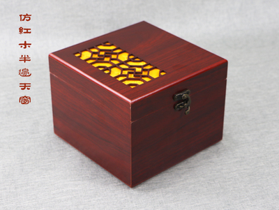 新款实木华福镂空油漆锦盒