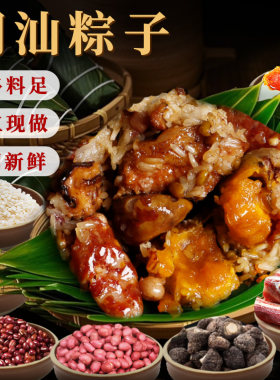 广东潮汕粽子蛋黄鲜肉粽五花肉粽子海鲜粽子散装粽球端午节礼盒装