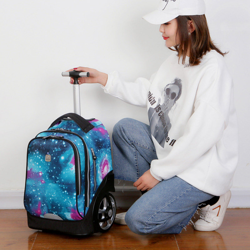 威盛达大容量拉杆书包中小学生双肩背包男孩女孩时尚拉杆包登机箱