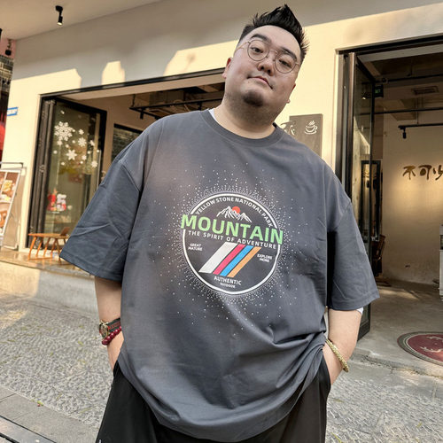 夏天凉感T恤短袖男士加肥加大码