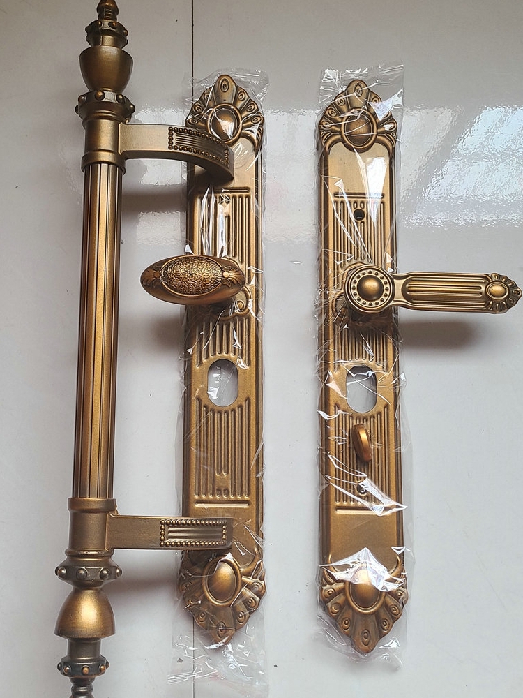 别墅大门锁对开门双开门防盗门把手农村大门拉手通用型锌合金手把