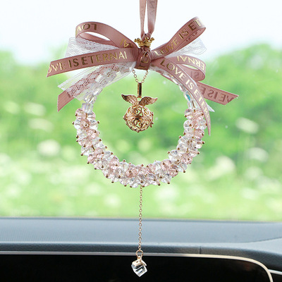 新款高端网红香薰玲珑水晶汽车挂件女生高级感车载后视镜吊坠