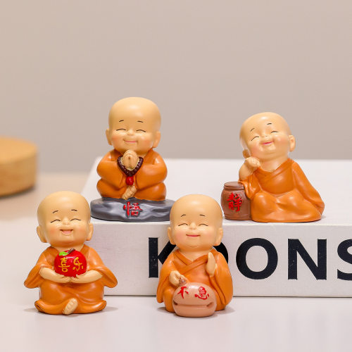 新中式慧乐和尚家居书房茶桌摆件创意禅意小和尚办公室桌面
