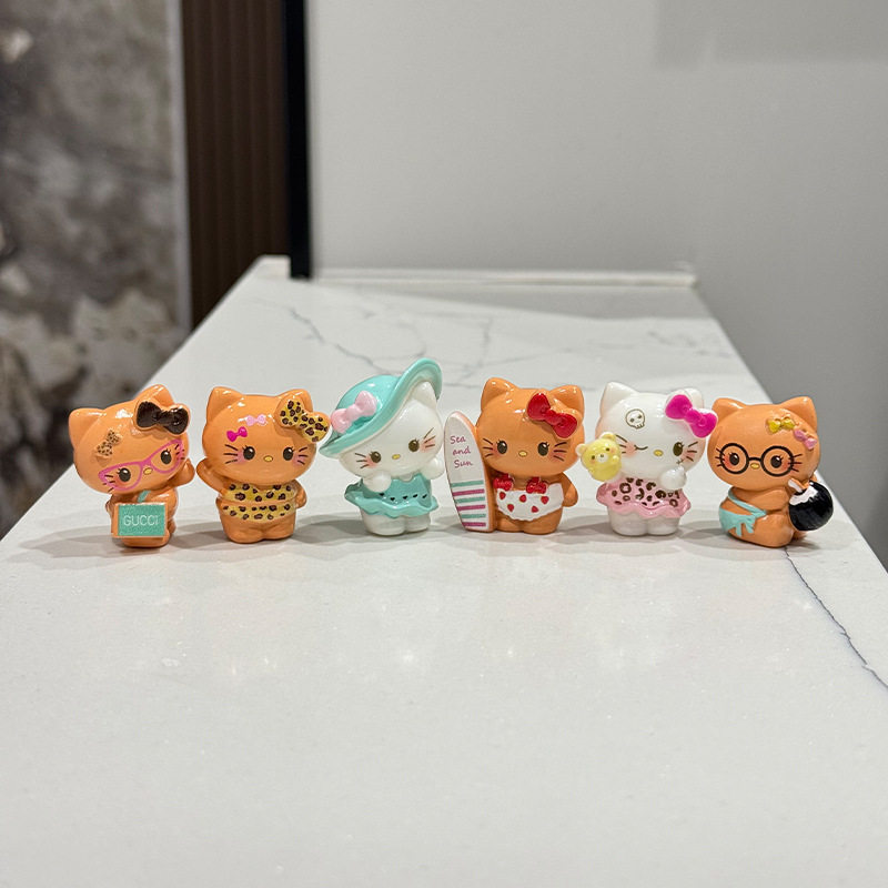 汽车摆件新品黑皮小猫萌粒公仔娃娃屋家居装饰车载桌面车内小摆件