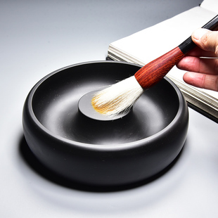 中国歙砚 金星原石砚台 墨光溢彩 老坑带盖砚台墨海端砚文房四宝