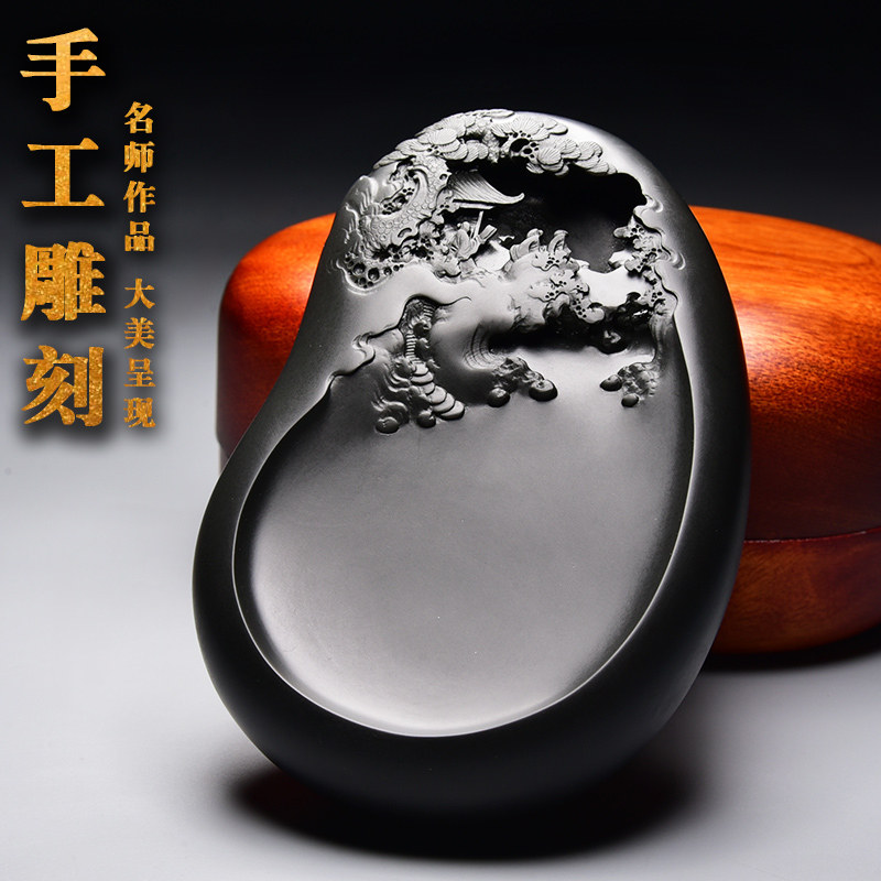 精品名师老坑高端小楷歙砚台天然原石龙尾砚端砚珍藏文房四宝收藏