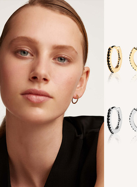 耳环小众设计感高级耳圈耳骨钉耳扣耳钉耳骨环圆圈锆石银针耳饰女