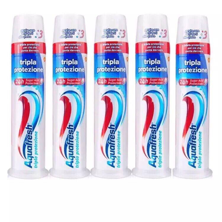 意大利Aquafresh 三色牙膏按压式进口牙膏 洁白牙龈保护100ML批发在类目 洗护清洁剂/卫生巾/纸/香薰, 洗发沐浴/个人清洁, 口腔护理, 牙膏中 - 来自Buy2taobao.com提供专业的淘宝代购服务