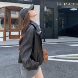 气质复古休闲黑色皮衣外套女春秋2025新款小个子PU夹克爆款高级感，女装皮衣，浙宝189