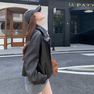 气质复古休闲黑色皮衣外套女春秋2025新款小个子PU夹克爆款高级感图片