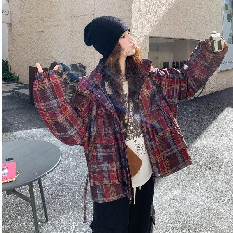 【现货】户外连帽格纹夹棉加厚棉服2904-P195-K308,女装棉衣/棉服,浙宝189