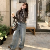 【现货】休闲PU皮外套9889-P155-K228，女装皮衣，浙宝189