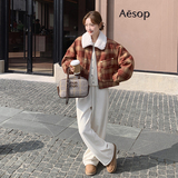 【现货】复古格子毛领90绒羽绒服外套861-P265-K388，女装羽绒服，浙宝189