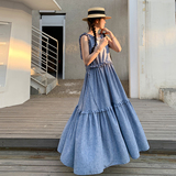 【现货】木耳边腰部可抽绳牛仔连衣裙735-P135-K198，女装连衣裙，浙宝189