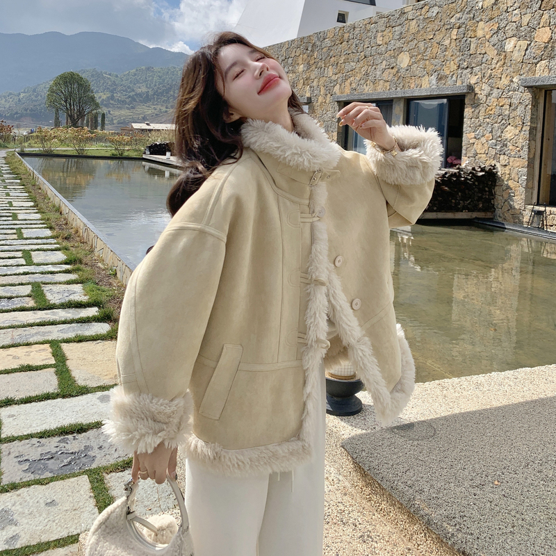 【现货】加绒加厚可变领皮毛一体外套8817-P210-K348，女装皮草，浙宝189