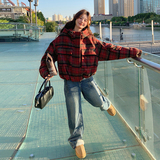 【现货】90绒格子连帽休闲羽绒服853-P275-K388，女装羽绒服，浙宝189