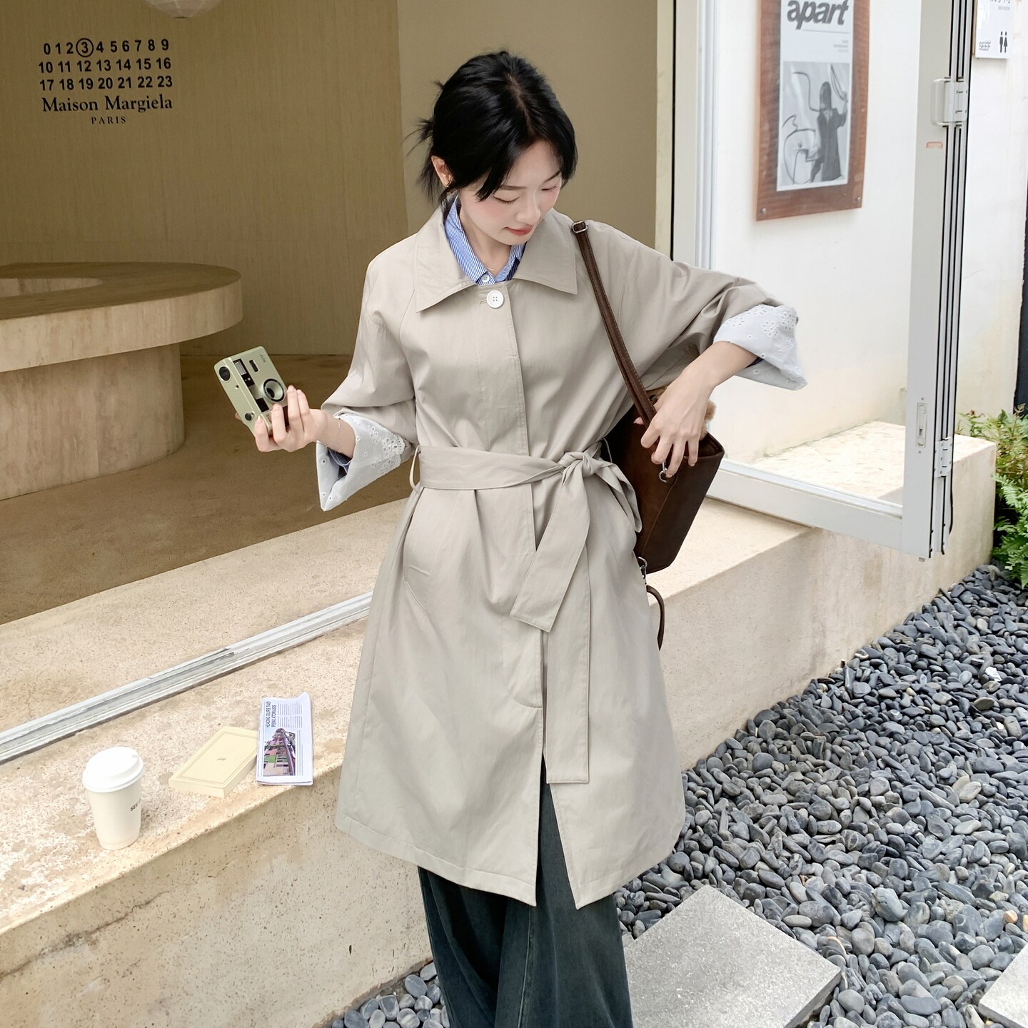 韩系拼接蕾丝袖口风衣8116-P175-K248,女装风衣,浙宝189