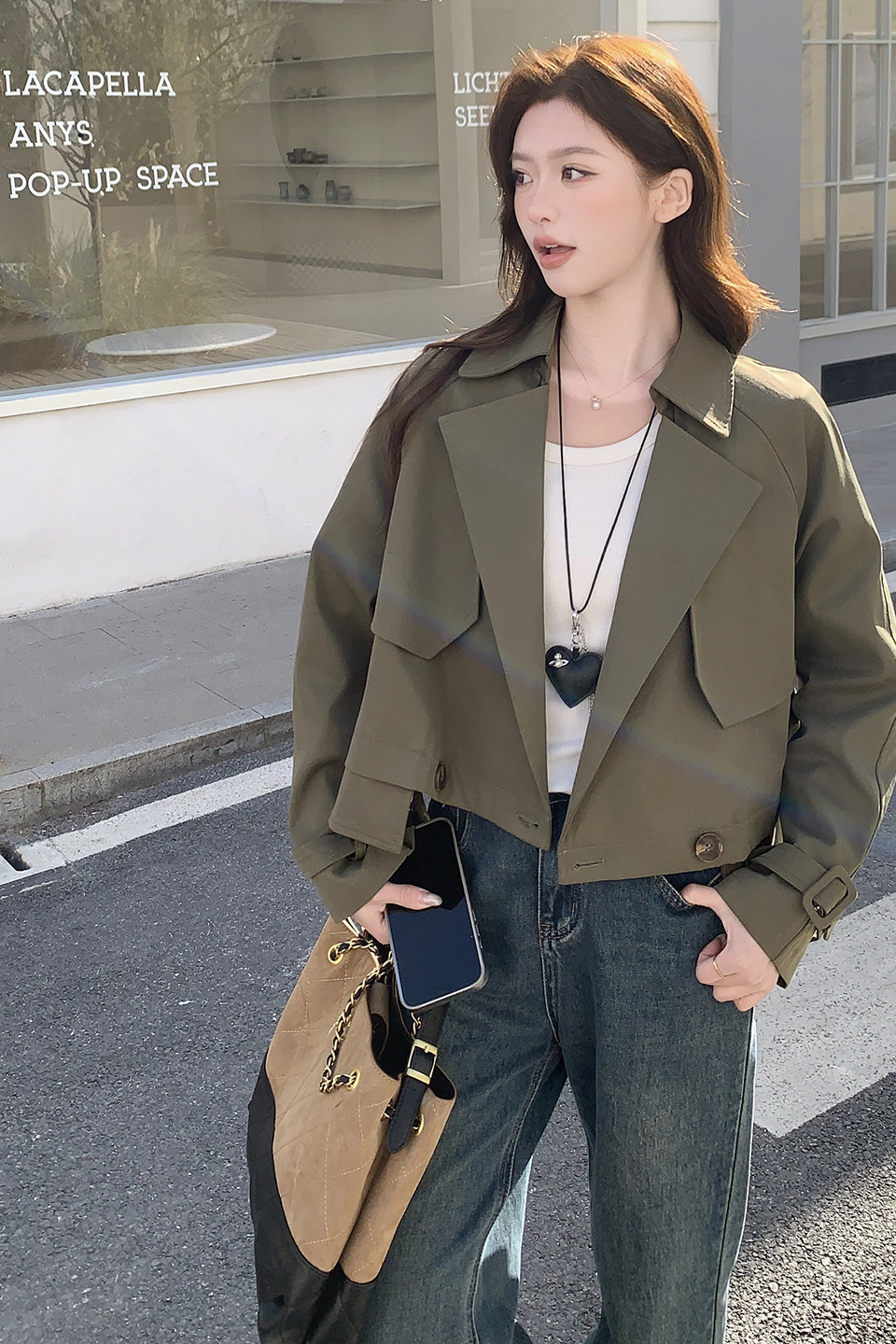 【现货】甜酷短款休闲风衣外套2795-P150-K248,女装短外套,浙宝189