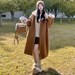 【现货】羊羔毛拼接可变领长款皮毛一体827-P205-K298,女装皮草,浙宝189