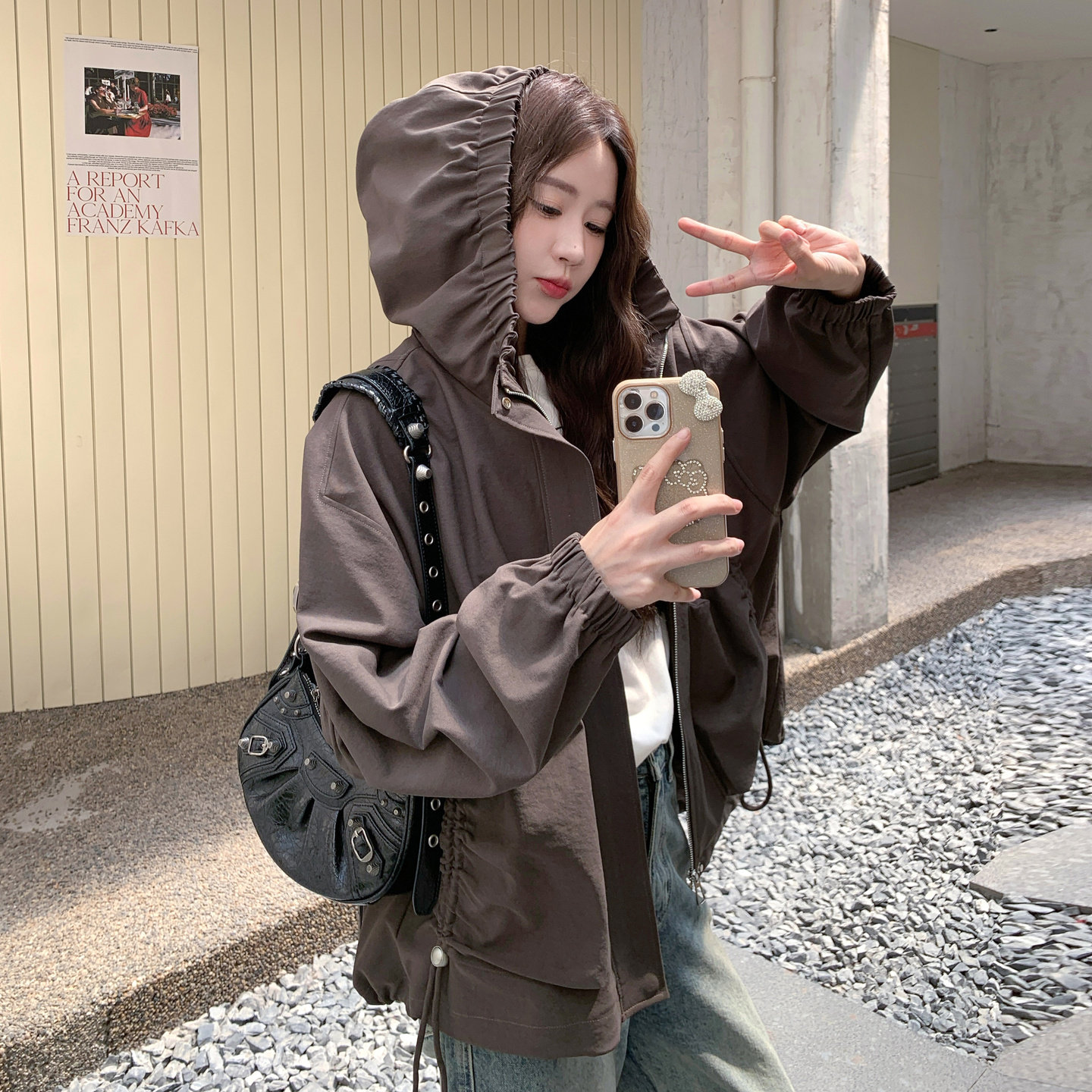 【现货】连帽大口袋下摆可收休闲工装外套8105-P165-K238,女装风衣,浙宝189